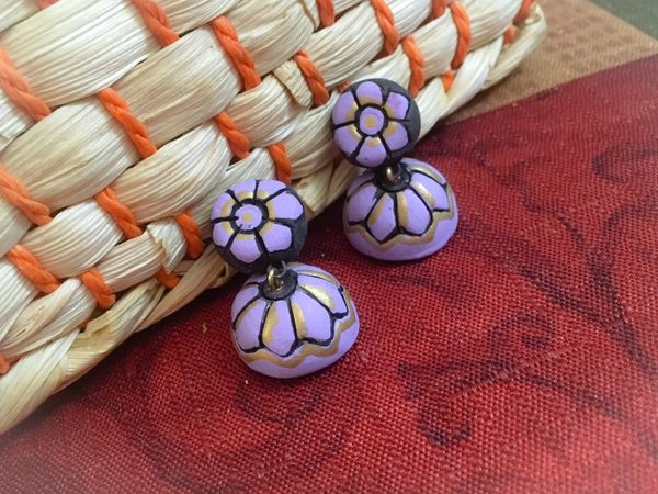 Small Size Terracotta Jhumkas in Shades of Lavender/Light Purple!!!!!!