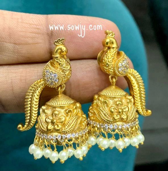 Peacock design jhumka earrings discount