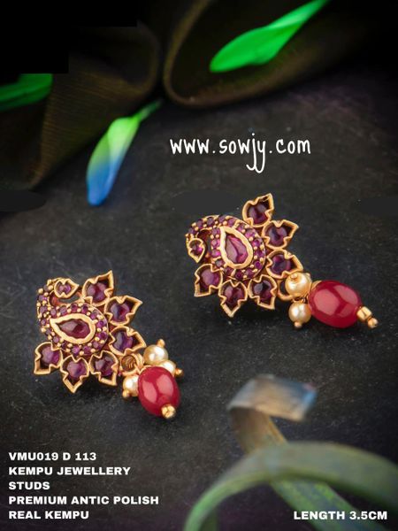 Lovely Peacock Kemp Stone GoldLook Alike Earrings- Full Ruby!!!!