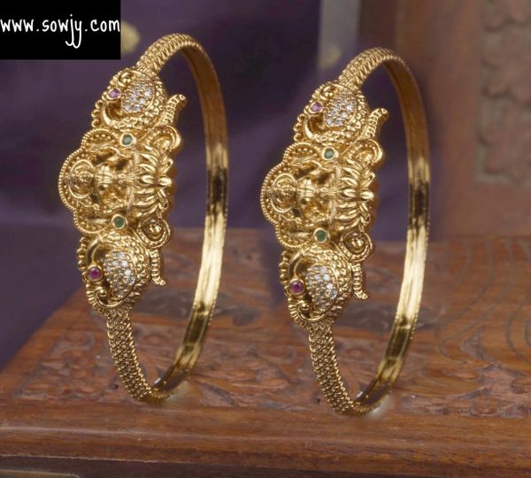 Nakshi (3D Embossed) Design Lakshmi Peacock Set of 2 Bangles- Size 2.8!!!