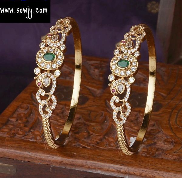 AD Stone Peacock Design Set of 2 Bangles-Size 2.8!!!!