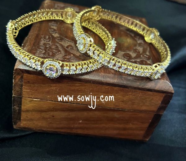 Beautiful Diamond Finish Gold Look Alike Bangles- Full White Stones-Size 2.8!!!!