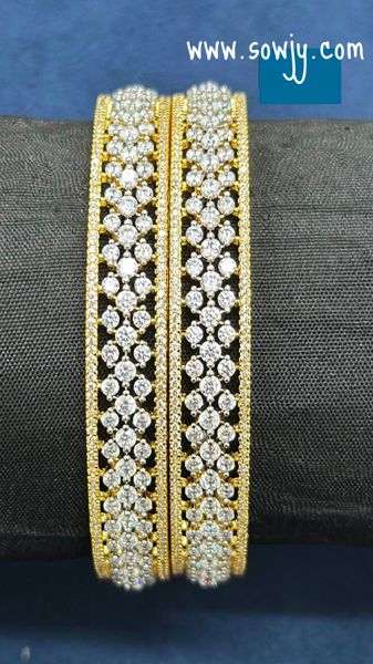 Grand Diamond Look ALike Gold Bangles with AD Stones- Size 2.8!!!!