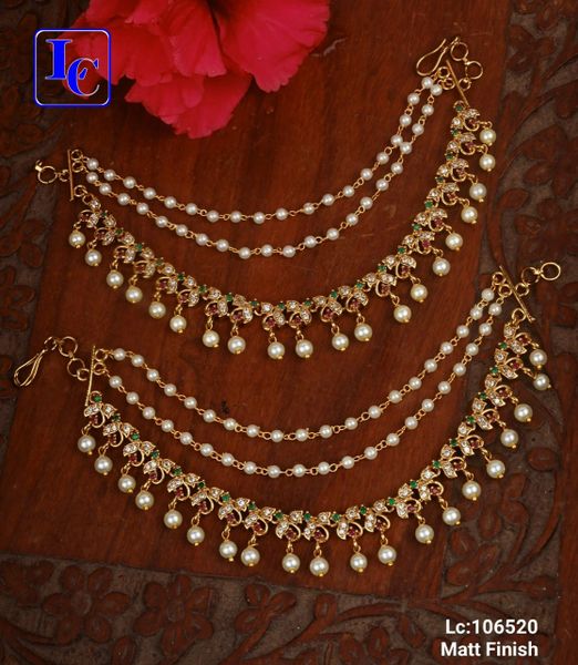 AD Stone Gold Finish Three Layer Ear Chain- Design 1!!!!