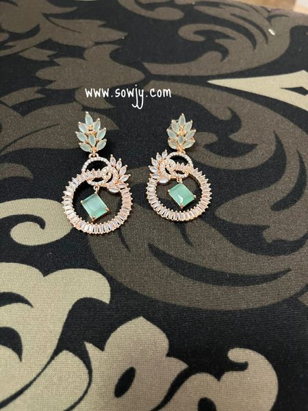 Designer Rose Gold Finish BEautiful Bali Type Earrings- Mint Green !!!