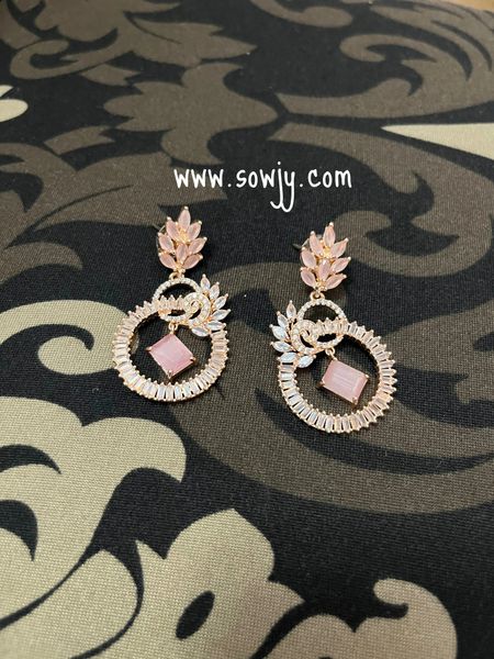 Designer Rose Gold Finish BEautiful Bali Type Earrings- Pastel Pink !!!