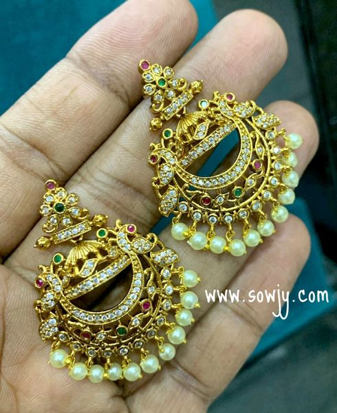 Lovely Chaandbali Gold Designer Earrings- Pearl Hangings!!!!