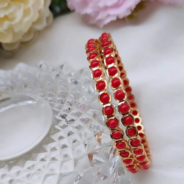 Lovely Coral Gold Look Alike Premium Quality Bangles-Pair of Two-Size 2.6!!