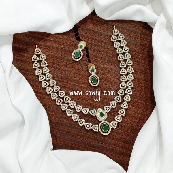 Beautiful Two Layer Victorian Finish Classy Look Necklace with Earrings- Emerald Green!!!!