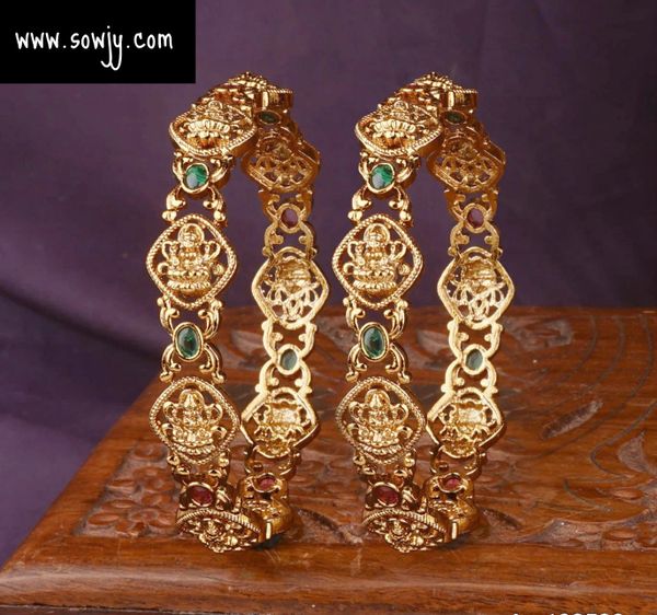 Lovely Lakshmi Designer Gold Look Alike Bangles- Set of 2- Size 2.8!!!!