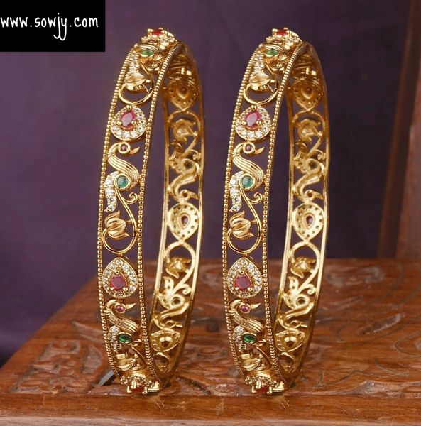 Simple and Elegant Lovely Peacock Designer Bangles -Set of2-Size 2.8!!!!