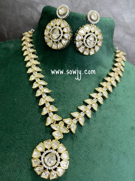 Very Exquisite Premium Quality Moissanite Stones Gold Finish Necklace with Earrings!!!