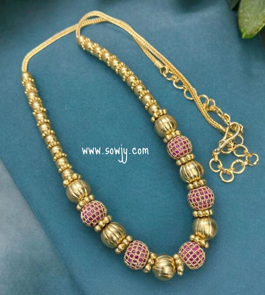 Gold Look Alike Premium Quality Nakshi Designer Kemp Stone Beads Short Chain-Design5 -NO EARRINGS!!!