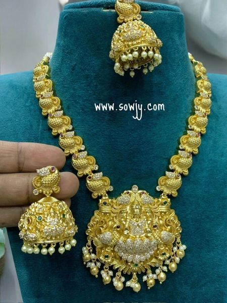 Very Grand Big Size Nakshi (3D Embossed) Short Haaram with Big Size Lakshmi Jhumkas!!!!