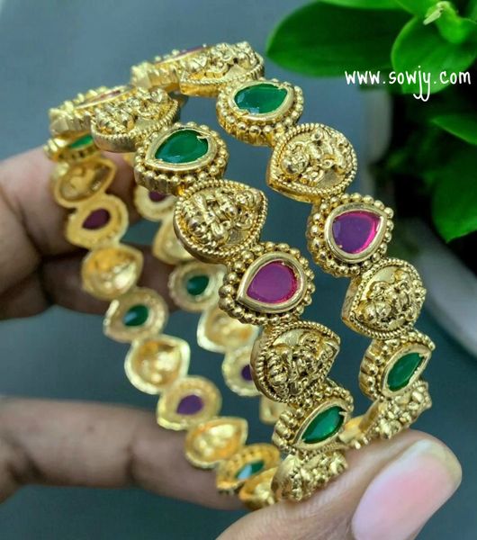 Very Grand Designer Lakshmi Bangles -Set of 2- Size 2.8