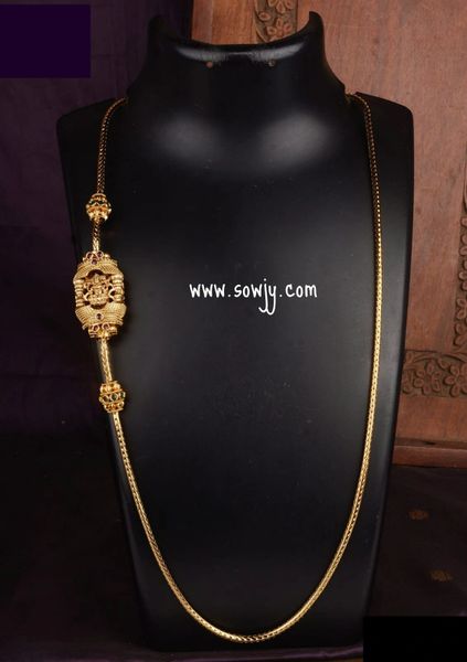 Lovely Nakshi Lakshmi Side Mogappu Pendant in Long Designer Gold Chain- NO EARRINGS!!!!