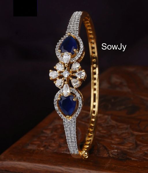 Navy Blue Floral Design Single Bangle-Open Type- Can Fit Upto 2.6!!!