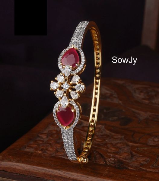 Ruby Floral Design Single Bangle-Open Type- Can Fit Upto 2.6!!!
