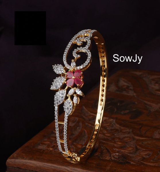 Floral Design Single Bangle-Open Type- Can Fit Upto 2.6-Ruby!!!