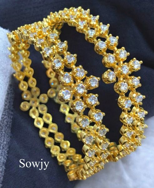 Lovely Star Design Two Row White AD Stone Bangle -Set of 2-Size 2.6!!!