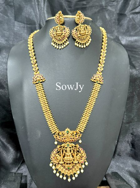 Lovely Lakshmi Big Pendant Designer Long Necklace with Matching Earrings!!!!