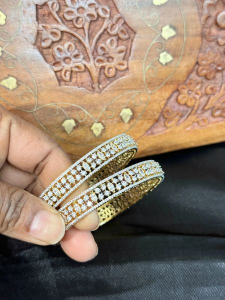 Lovely Gold Diamond Look Alike Designer Bangles-Set of 2-Size 2.4