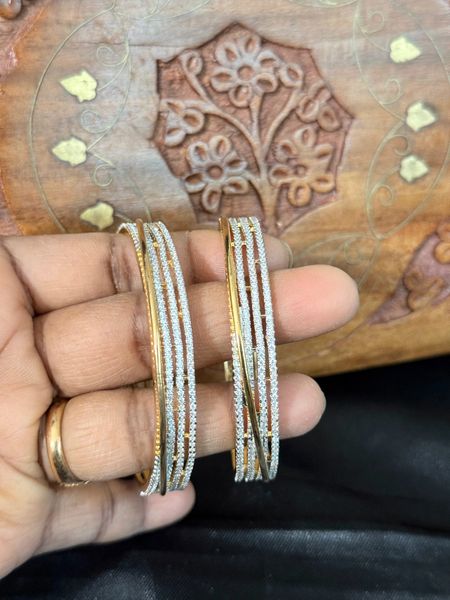 Classy Designer Diamond Gold Look Alike Bangles-Set of 2-Size 2.4
