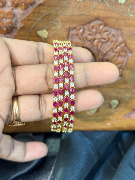 Very Grand Gold look Alike Diamond Finish Bangles-Set of4-Size2.4