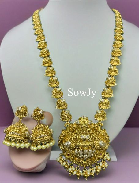 Nakshi Designer Grand Big Size Pendant Long Peacock Haaram with Nakshi Jhumkas!!!
