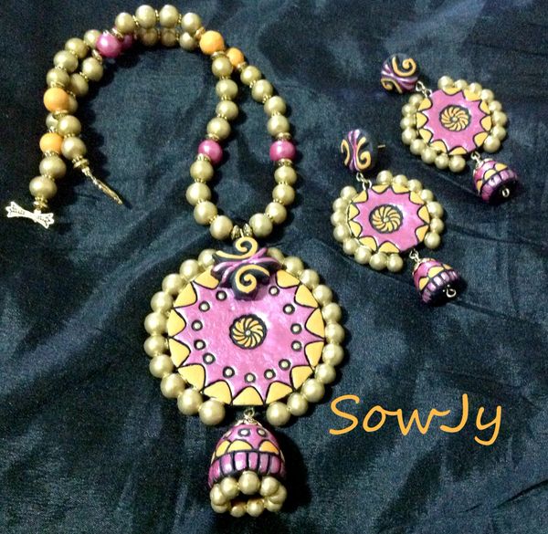 Pink and Orange Grand Set with Matching Jhumkas!!!!