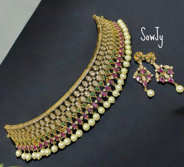 Lovely AD Stone Gold Look ALike Choker Set with Matching Earrings!!!!