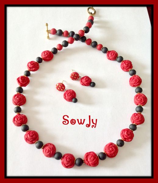 Hand Carved Roses in Red and Black!!!!