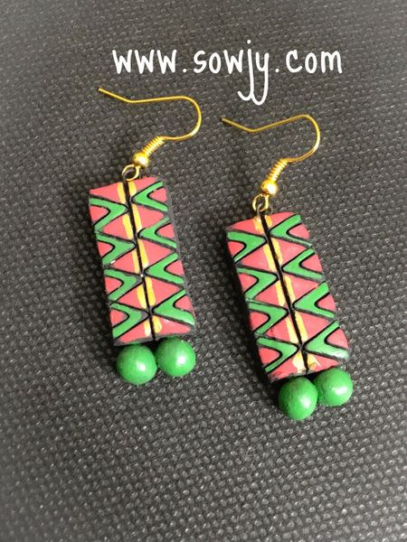 Red and Green ZIG ZAG Terracotta earrings!!!!