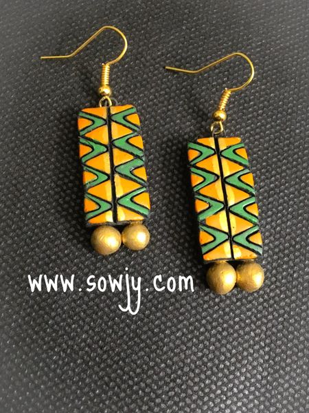 Orange and Green ZIG ZAG Terracotta earrings!!!!