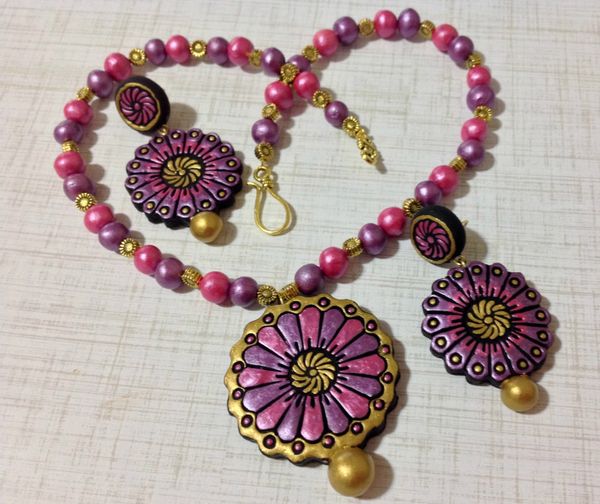 Terracotta Design In Metallic Pink and Purple combo!!!!