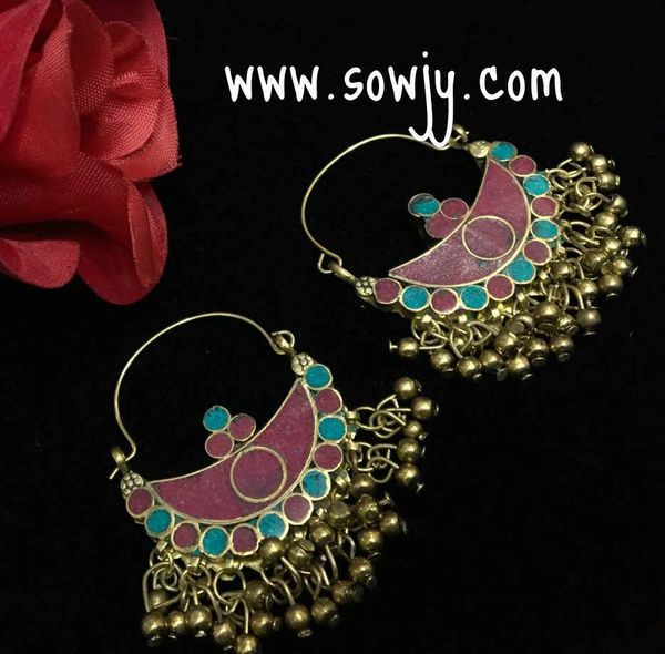 Lovely Dual Coloured Afghan Earrings in Turquoise Green and Red Shades!!!!!!!!