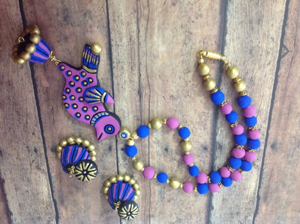 Lovely Handmade Bird in Shades of Blue and Pink!!!!!!