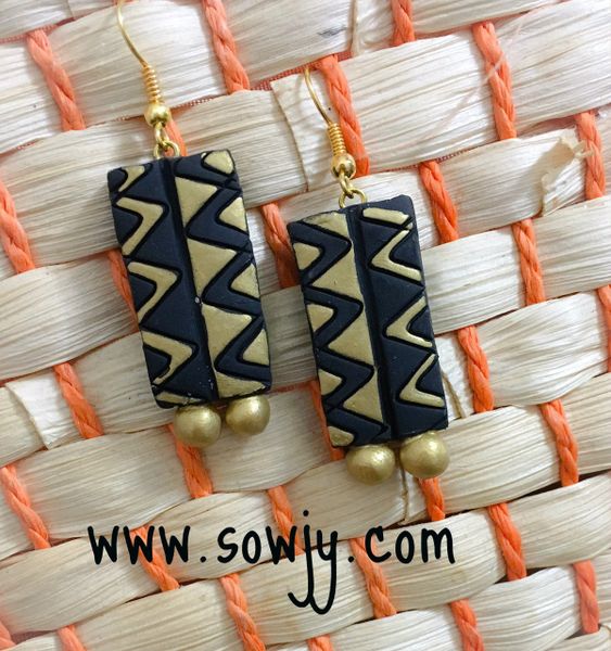 Black and Gold Zig Zag Terracotta Earrings!!!!!