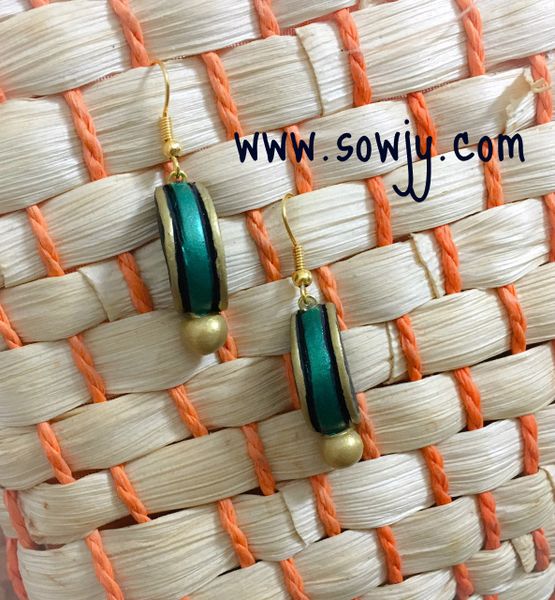 Semi-Circled daily Wear Earrings in Dark Green and Gold!!!!!