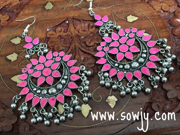 Hot Pink Long and Big Sized Afghan Earrings!!!!!