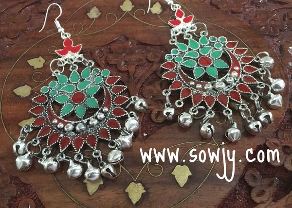 Red & Green Afghan Big Sized Earrings!!!!