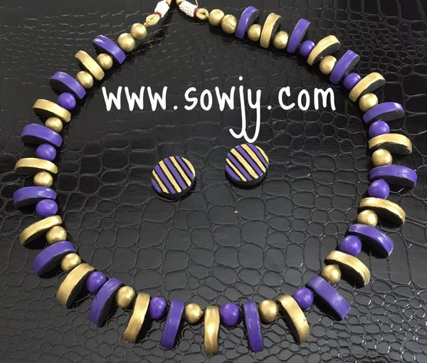 Purple and Gold Trendy Choker Set with Matching Studs!!!!