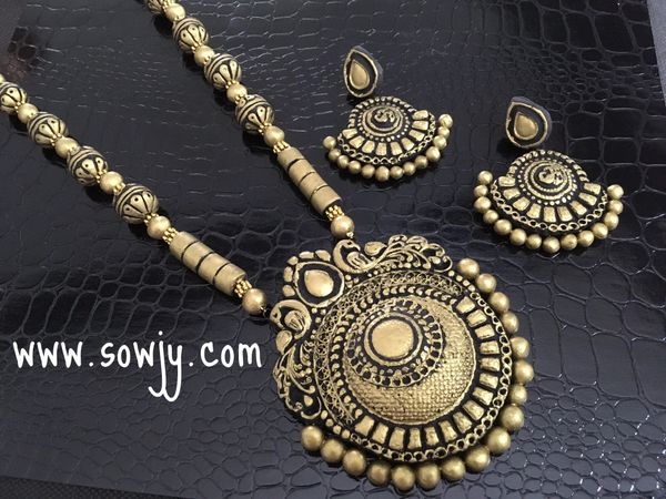 Grand XL Sized Dual Peacock Pendant with Designer Beads and Large Sized Designer earrings!!!