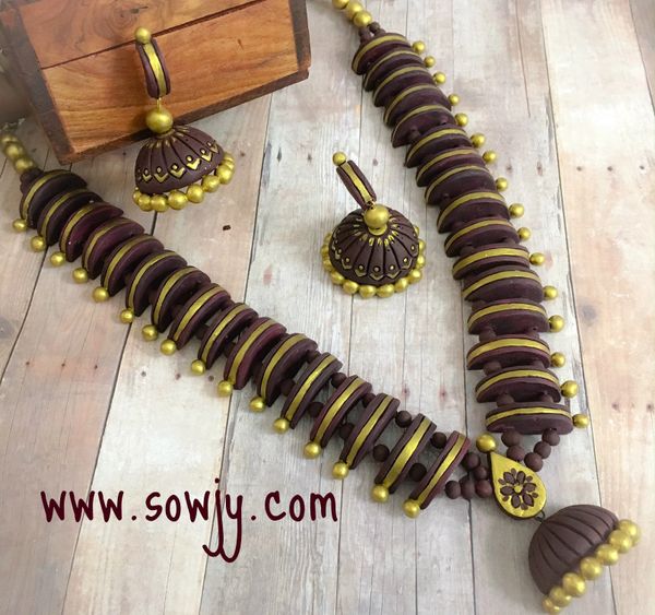 Long brown Semi Circled Jhumka Haaram with XL Sized Jhumkas!!!!
