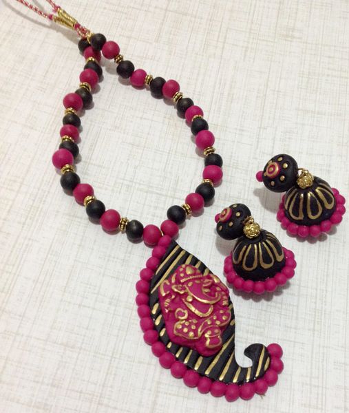 Lovely Handmade Ganesha In Black and Pink Combo!!!!