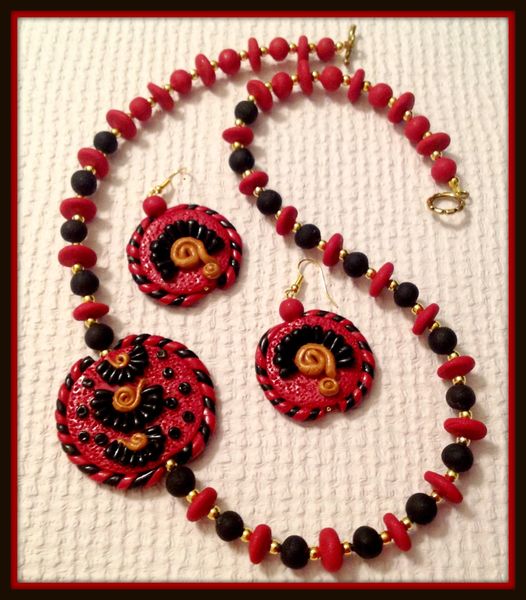 Clay Embroidered Design In Red and Black!!!!