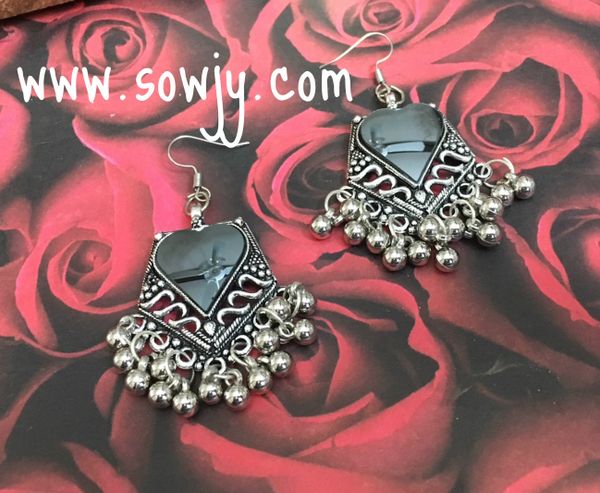 Pentagon Heart Shaped Oxidised earrings!!!