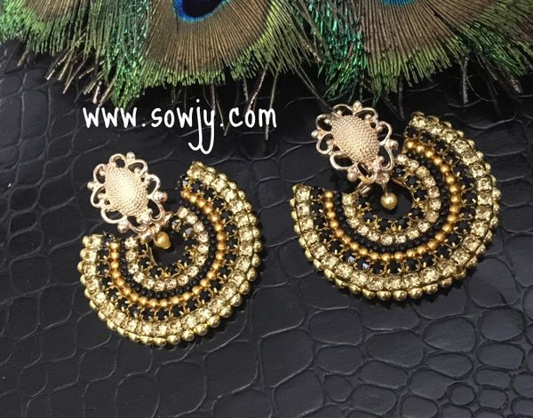 Grand Designer Chaandbali Earrings in Black and Gold Combo!!!!