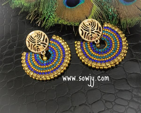Grand Designer Chaandbali Earrings in Light Blue,dark Blue and Gold Combo!!!!