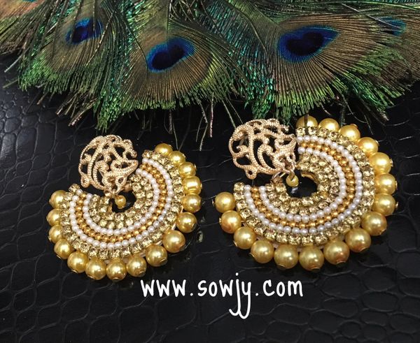Grand Designer Chaandbali Earrings in Pearl and Gold Combo!!!!
